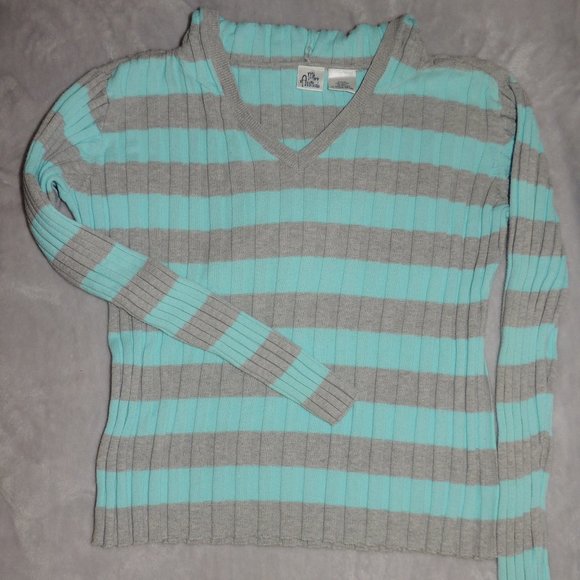 Miss Attitude - NWOT Girl's Ribbed & Striped Long Sleeved, Hooded Sweater - Picture 1 of 4